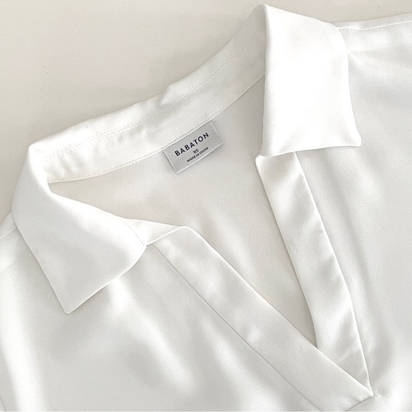 Aritzia Babaton Axis V-Neck Short Sleeves Blouse in Espace - Picture 4 of 9